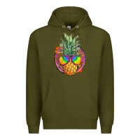 Army Green pineapple and glasses Premium Hoodie - JahusDesignShop
