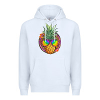 White pineapple and glasses Premium Hoodie - JahusDesignShop