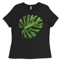 Black Monstera Leaf Ladies Tee - LillyAllenDesigns