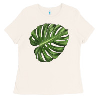 Bone Monstera Leaf Ladies Tee - LillyAllenDesigns