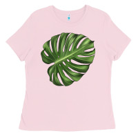 Bubblegum Pink Monstera Leaf Ladies Tee - LillyAllenDesigns