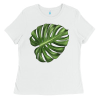 White Monstera Leaf Ladies Tee - LillyAllenDesigns