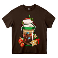 Chocolate Brown Christmas vacation trapper hat coffee cup Heavy Core Tee - Jasminsmagicworld