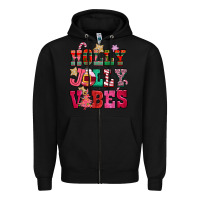 Black holly jolly vibes pink christmas Zipper Hoodie - CowGirlArtShop