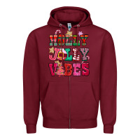 Burgundy holly jolly vibes pink christmas Zipper Hoodie - CowGirlArtShop