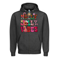 Charcoal Heather holly jolly vibes pink christmas Zipper Hoodie - CowGirlArtShop