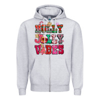 Heather Grey holly jolly vibes pink christmas Zipper Hoodie - CowGirlArtShop