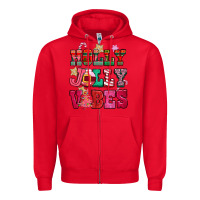 Red holly jolly vibes pink christmas Zipper Hoodie - CowGirlArtShop