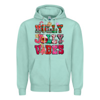 Seafoam holly jolly vibes pink christmas Zipper Hoodie - CowGirlArtShop