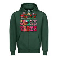 Sports Green holly jolly vibes pink christmas Zipper Hoodie - CowGirlArtShop