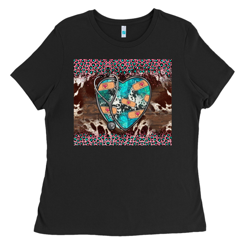 Western Nurse Stethoscope Pink Leopard Ladies Tee by BarkalooDesign | Teevron