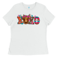 White xoxo valentine's day highland cow Ladies Tee - Jasminsmagicworld