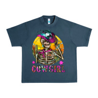 Midnight Navy Cowgirl Skeleton With Landscape Urban Heavy Tee - BundleAndBundleShop