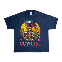Navy Cowgirl Skeleton With Landscape Urban Heavy Tee - BundleAndBundleShop