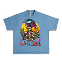 Pebble Blue Cowgirl Skeleton With Landscape Urban Heavy Tee - BundleAndBundleShop