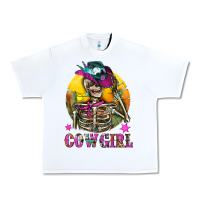 White Cowgirl Skeleton With Landscape Urban Heavy Tee - BundleAndBundleShop