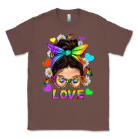 Chestnut LGBTQ+ Messy Bun Mum Love With Hearts Classic Tee - BundleAndBundleShop