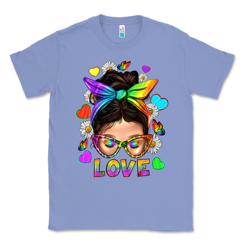 Lgbtq+ Messy Bun Mum Love With Hearts Classic Tee by BundleAndBundleShop | Teevron