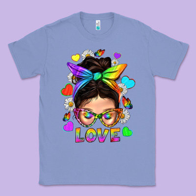 Lgbtq+ Messy Bun Mum Love With Hearts Classic Tee Designed By Bundleandbundleshop
