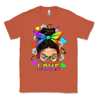 Copper LGBTQ+ Messy Bun Mum Love With Hearts Classic Tee - BundleAndBundleShop