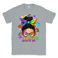 Heather Grey LGBTQ+ Messy Bun Mum Love With Hearts Classic Tee - BundleAndBundleShop