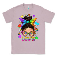 Lilac LGBTQ+ Messy Bun Mum Love With Hearts Classic Tee - BundleAndBundleShop