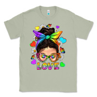 Matcha LGBTQ+ Messy Bun Mum Love With Hearts Classic Tee - BundleAndBundleShop
