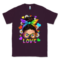 Plum LGBTQ+ Messy Bun Mum Love With Hearts Classic Tee - BundleAndBundleShop