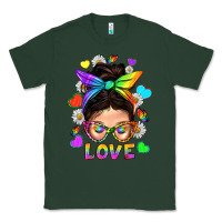 Sports Green LGBTQ+ Messy Bun Mum Love With Hearts Classic Tee - BundleAndBundleShop