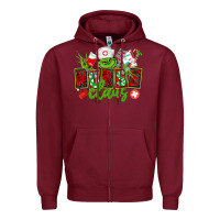 Burgundy nurse claus christmas Zipper Hoodie - CowGirlArtShop