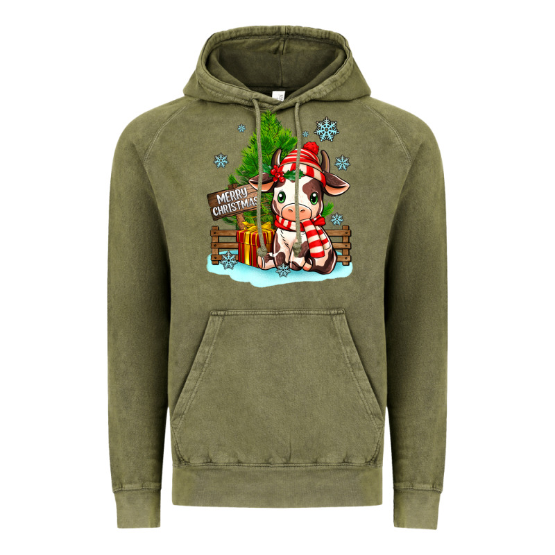 Merry Christmas Cow Vintage Hoodie by MaliasSmallBusiness | Teevron
