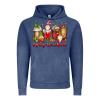 Vintage Denim merry christmas gnomes coffee cups Vintage Hoodie - MaliasSmallBusiness