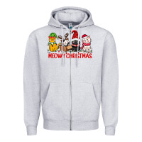 Heather Grey meowy christmas Zipper Hoodie - CowGirlArtShop