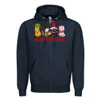 Navy meowy christmas Zipper Hoodie - CowGirlArtShop
