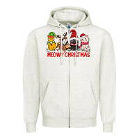 Oatmeal Heather meowy christmas Zipper Hoodie - CowGirlArtShop