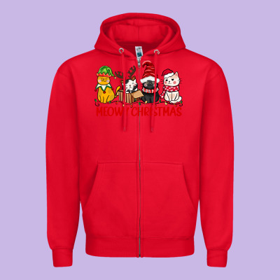 Meowy Christmas Zipper Hoodie Designed By Cowgirlartshop