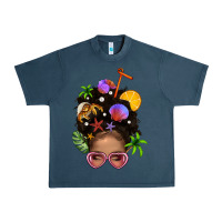 Midnight Navy Beach Hair Afro Messy Bun Bbs Urban Heavy Tee - BundleAndBundleShop
