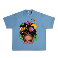 Pebble Blue Beach Hair Afro Messy Bun Bbs Urban Heavy Tee - BundleAndBundleShop
