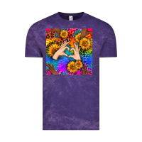 Cloud Purple Heart And Sunflowers With Neon Leopard Patterns Vintage Tee - BundleAndBundleShop