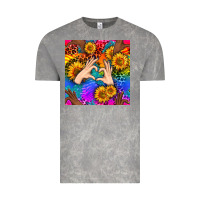 Cloud Rock Heart And Sunflowers With Neon Leopard Patterns Vintage Tee - BundleAndBundleShop