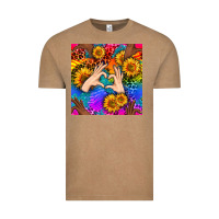 Vintage Coffee Heart And Sunflowers With Neon Leopard Patterns Vintage Tee - BundleAndBundleShop