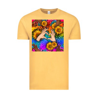 Vintage Mustard Heart And Sunflowers With Neon Leopard Patterns Vintage Tee - BundleAndBundleShop