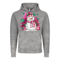 Cloud Rock pink christmas snowman Vintage Hoodie - MaliasSmallBusiness