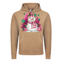 Vintage Coffee pink christmas snowman Vintage Hoodie - MaliasSmallBusiness