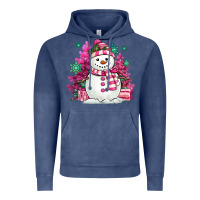 Vintage Denim pink christmas snowman Vintage Hoodie - MaliasSmallBusiness