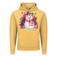 Vintage Mustard pink christmas snowman Vintage Hoodie - MaliasSmallBusiness