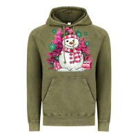Vintage Olive pink christmas snowman Vintage Hoodie - MaliasSmallBusiness