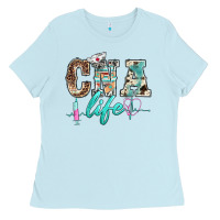 Baby Blue western nurse cna life Ladies Tee - BarkalooDesign