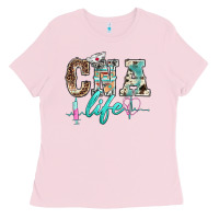 Bubblegum Pink western nurse cna life Ladies Tee - BarkalooDesign
