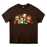 Chocolate Brown Christmas snow coffee cups Heavy Core Tee - Jasminsmagicworld